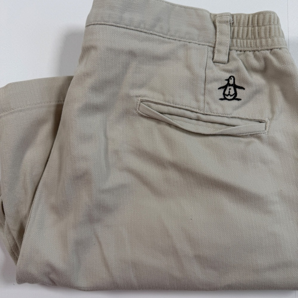 Grand Slam Munsingwear Shorts 38 Pleated Cotton Blend Khaki Herringbone Golf